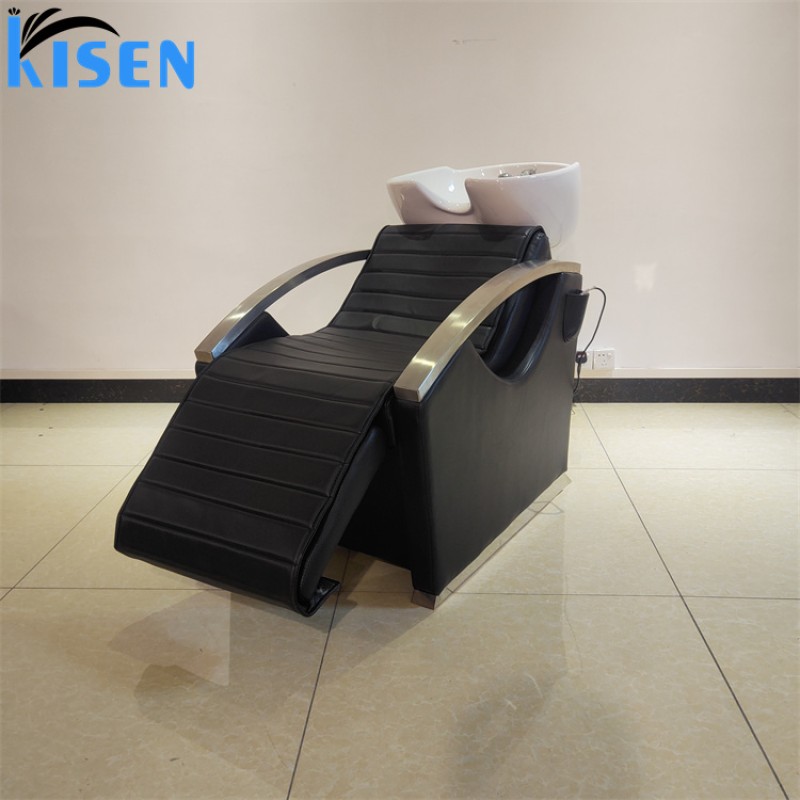 Kisen Fashionable Hair Salon Barbershop Furniture Adjustable Shampoo Styling Chair and Massage Electric Bed with Recliner Leg
