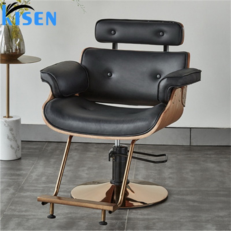 Kisen Beauty and Hair Salon Furniture Equipment Hot Sale Black pink Brown Grey Barbershop Haircut Barber Styling Chair for Sale