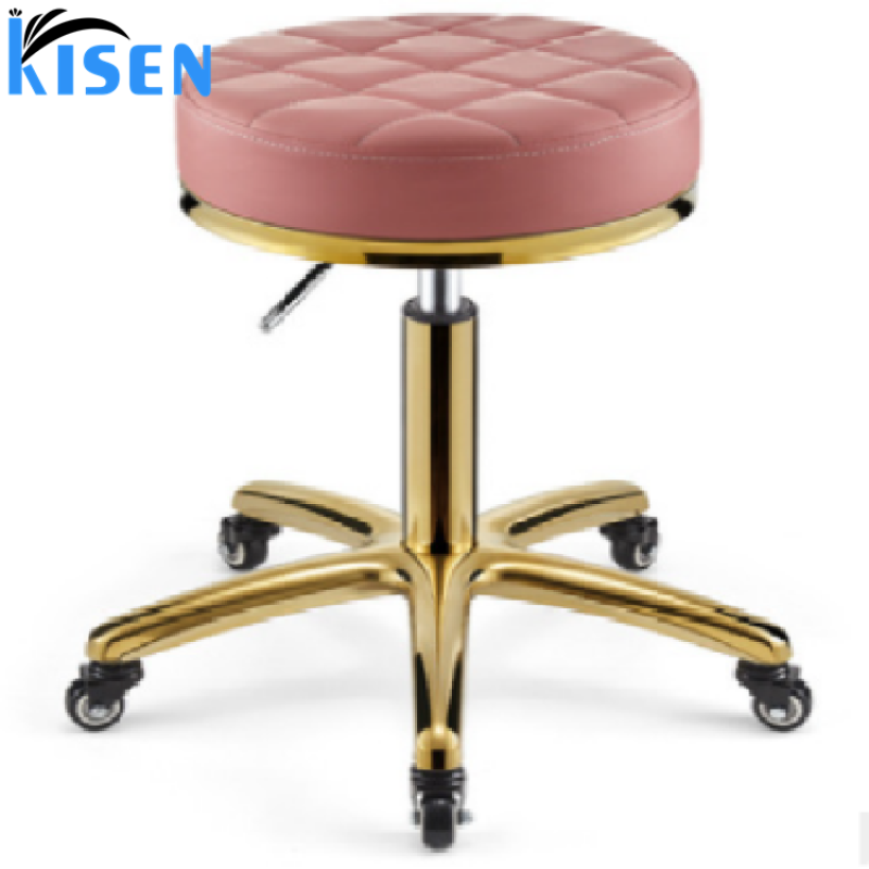 Kisen Popular Beauty Chair Hair Salon Hair Cutting Large Stool Barber Shop Chair Hair Salon Rotating Lift Round Stool