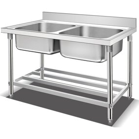 Custom Kitchen Equipment Manufacturer - Double Sink with Table