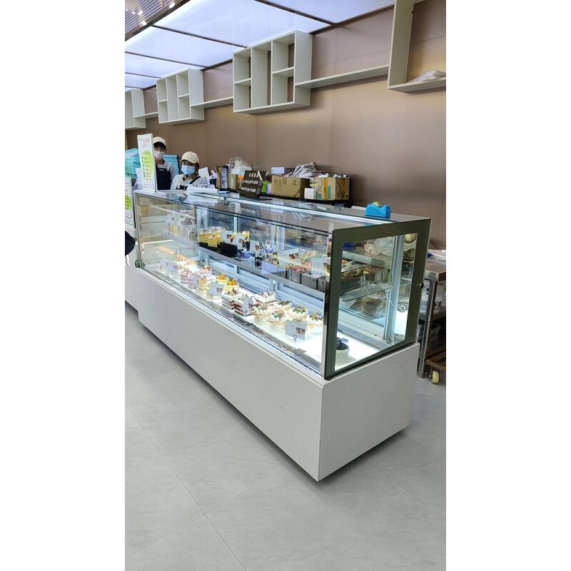Double Layer Cake Display Supplier - Tempering Glass with Chiller