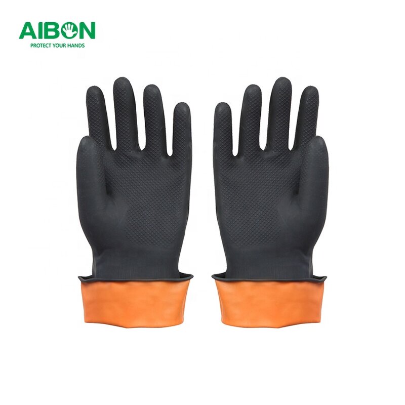Industrial Rubber Gloves Manufacturer - Black Yellow Work Latex Household