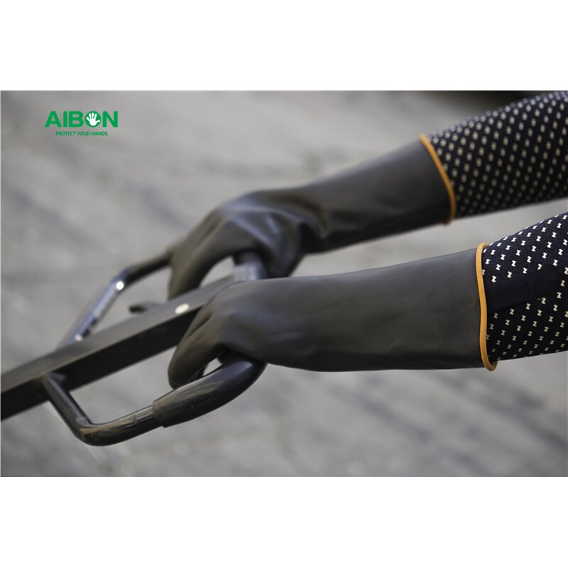 Industrial Rubber Gloves Manufacturer - Black Yellow Work Latex Household