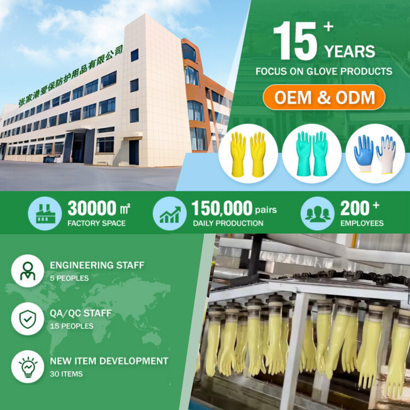 Kitchen Rubber Gloves Manufacturer - Textured Diamond Flocklined Cleaning Gloves