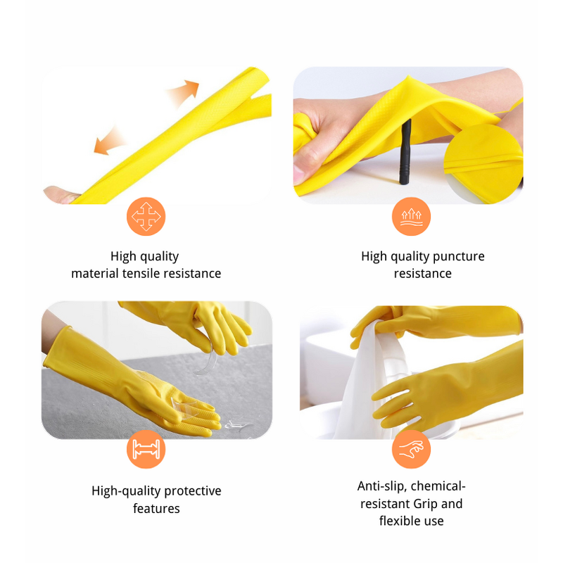 Latex Cleaning Gloves Manufacturer - Flocklined Dish Washing Household Gloves