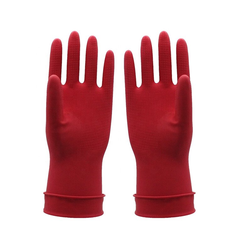 Kitchen Gloves Manufacturer - Red Latex Rubber Dish Wash Hand Gloves