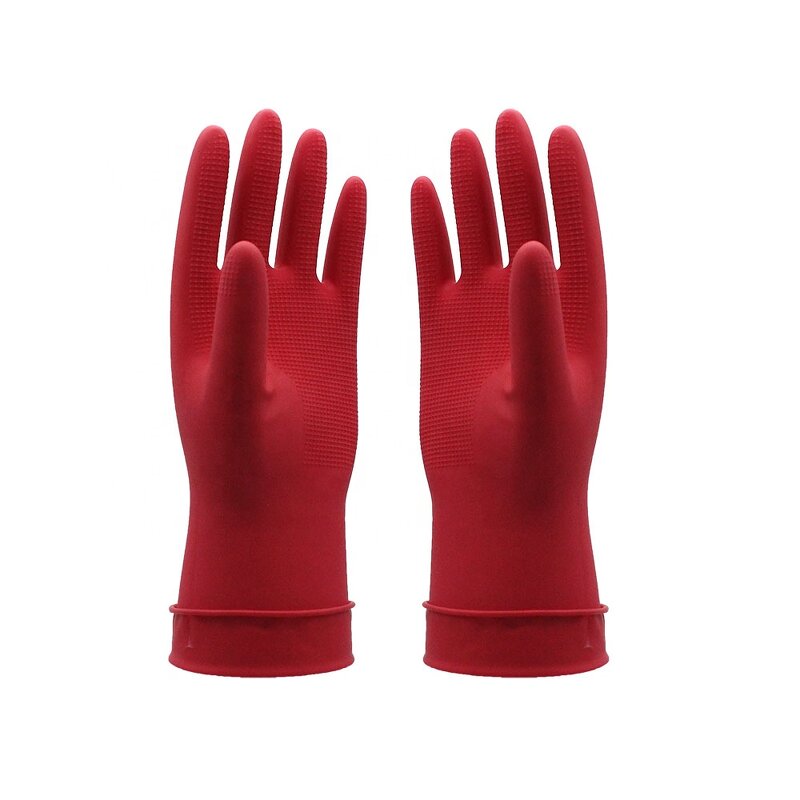 Kitchen Gloves Manufacturer - Red Latex Rubber Dish Wash Hand Gloves