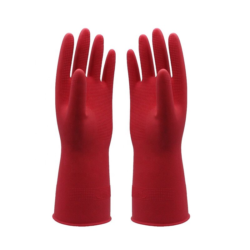 Kitchen Gloves Manufacturer - Red Latex Rubber Dish Wash Hand Gloves
