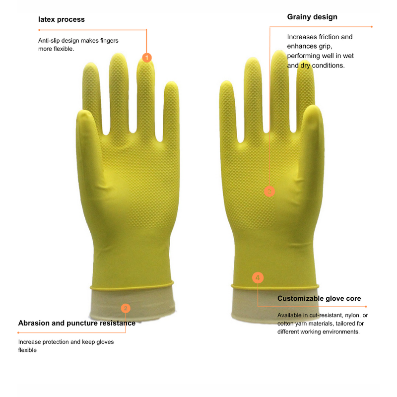 Household Cleaning Gloves Manufacturer - Reusable Rubber Long Sleeves Thick