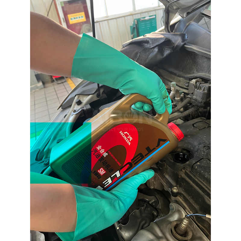 Nitrile Work Gloves Manufacturer - Green Extended Cuff Chemical Resistant