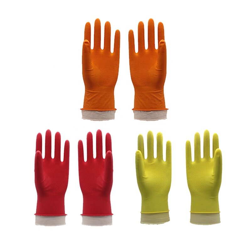 Household Rubber Gloves Manufacturer - Flock Lined Unlined Dish Cleaning Gloves