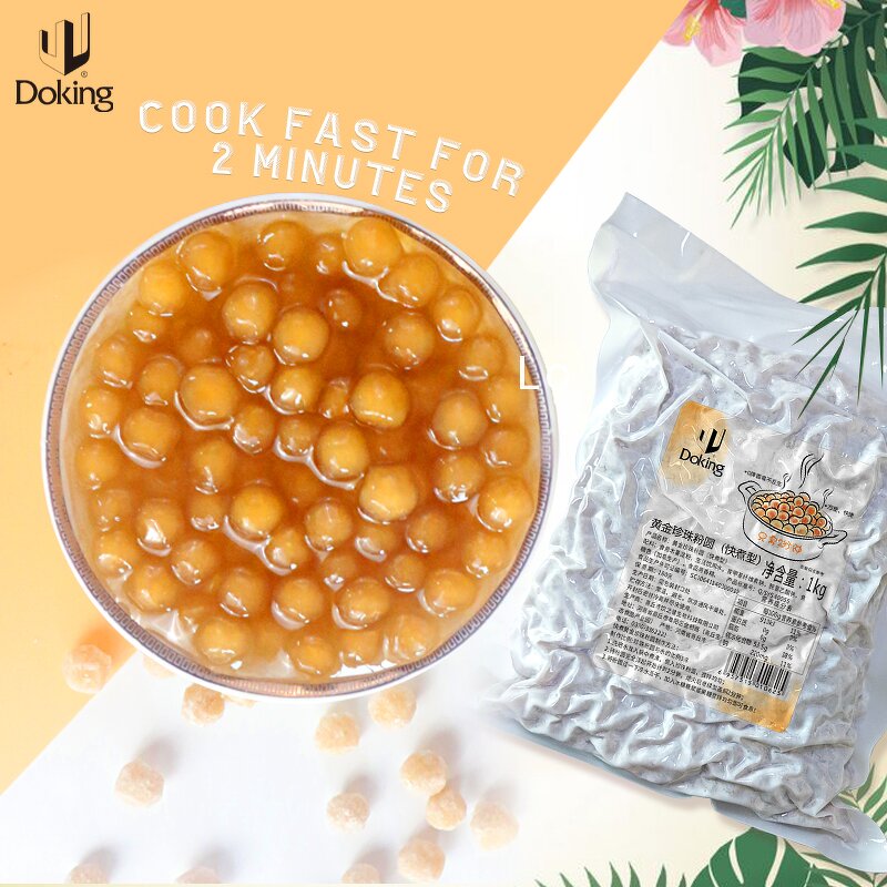 Tapioca Pearls Supplier - Quick Cooking Gold Pearl Powder Round