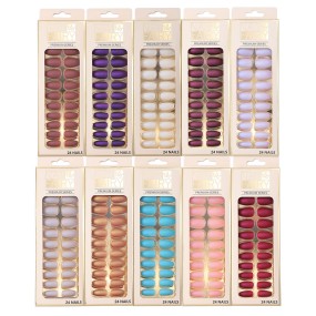 Glitter 24pcs Wearing Press on Nails with Jelly Cute ABS Luxury Kit Polish Nail Art Pure Color Press on Nails