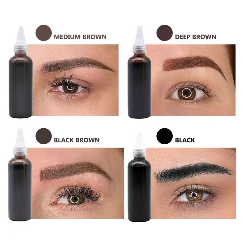 100ml Tattoo Ink Dye Henna Free Lash Brow Tint Eyebrow Stain Dye Kit Hybrid Liquid Brow Stain Kit for Eyebrow Dye Kit