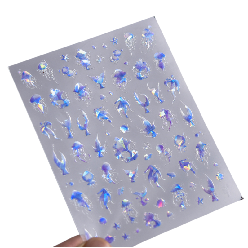 Laser Color Embossment Nail Sticker Nail Art Butterfly Beauty Tail Decoration Self-Adhesive Nail Sticker