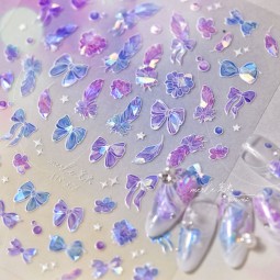 Laser Color Embossment Nail Sticker Nail Art Butterfly Beauty Tail Decoration Self-Adhesive Nail Sticker