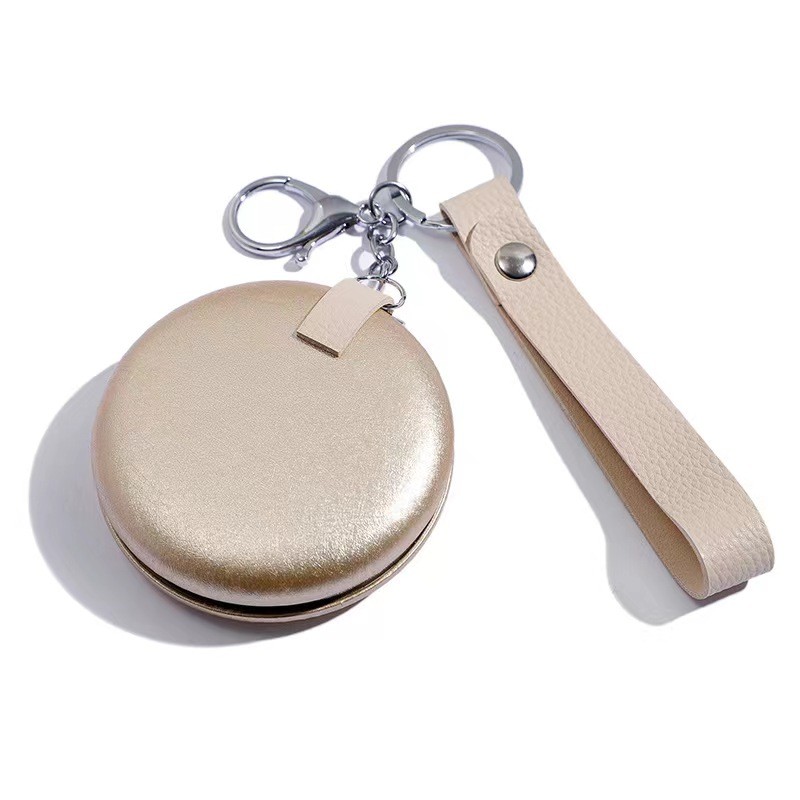 Mini Foldable Keyring Pocket Mirror 4 Color Gold Makeup Handle Mirror 7cm Travel Handheld Metal Pocket Mirror