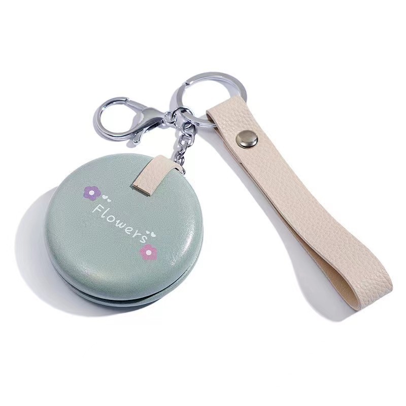 Portable Keyring Pocket Mirror 4 Color Makeup Handle Mirror 7cm Travel Handheld Metal Pocket Mirrors
