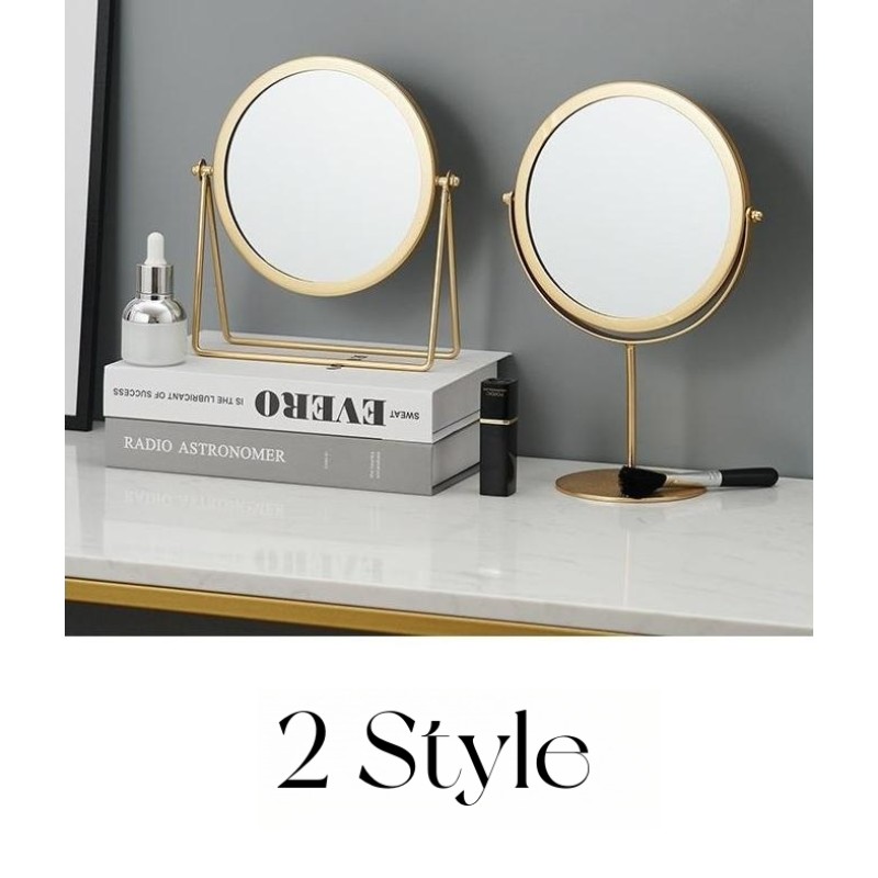 2025 Standing Iron Art Mirror High Foot Mirror Vintage Golden Makeup Golden Metal Stand Vanity Decor Mirror