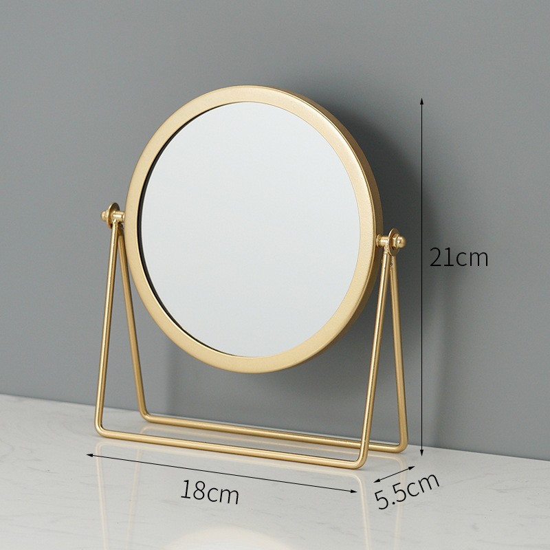 2025 Standing Iron Art Mirror High Foot Mirror Vintage Golden Makeup Golden Metal Stand Vanity Decor Mirror