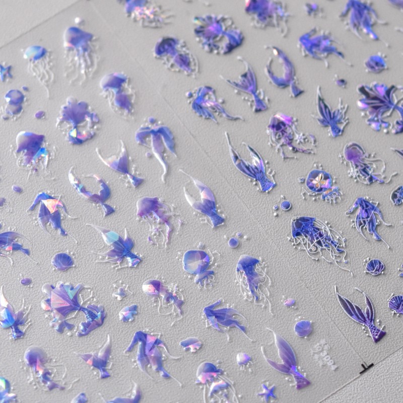 Laser Color Embossment Nail Sticker Nail Art Butterfly Beauty Tail Decoration Self-Adhesive Nail Sticker