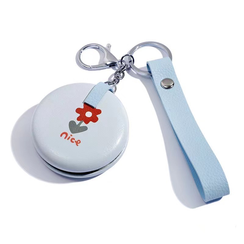 Portable Keyring Pocket Mirror 4 Color Makeup Handle Mirror 7cm Travel Handheld Metal Pocket Mirrors