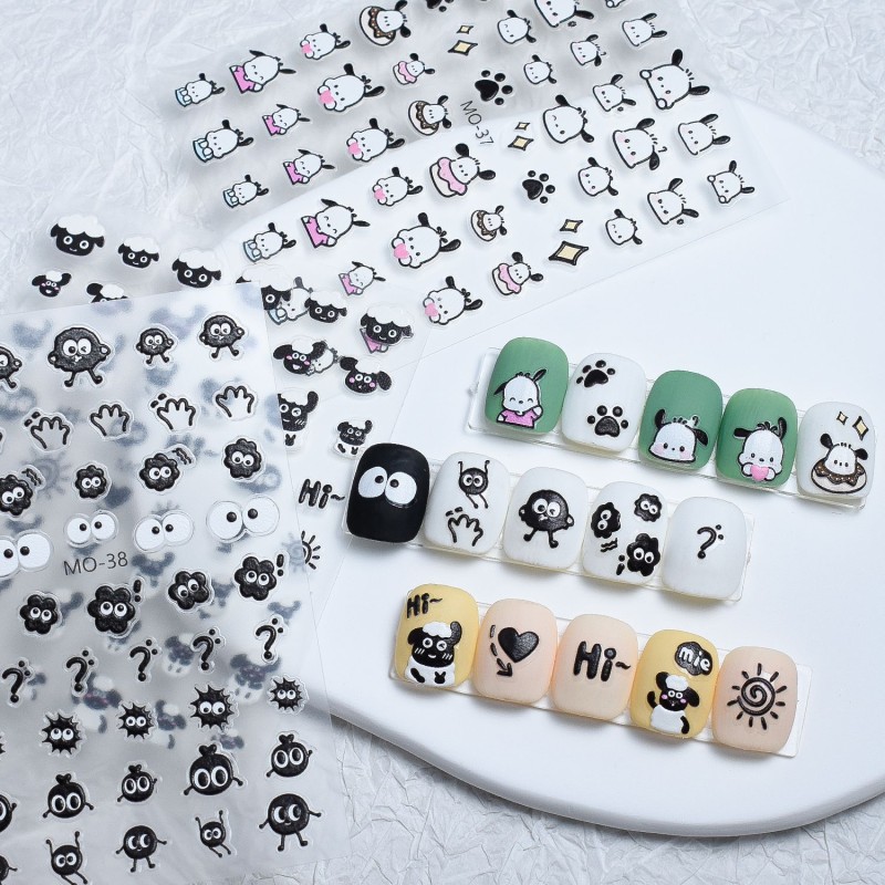 2025 Pochacco Nail Sticker 5D Cartoon Nail Art Decor Small Design Cute Nail Stickers