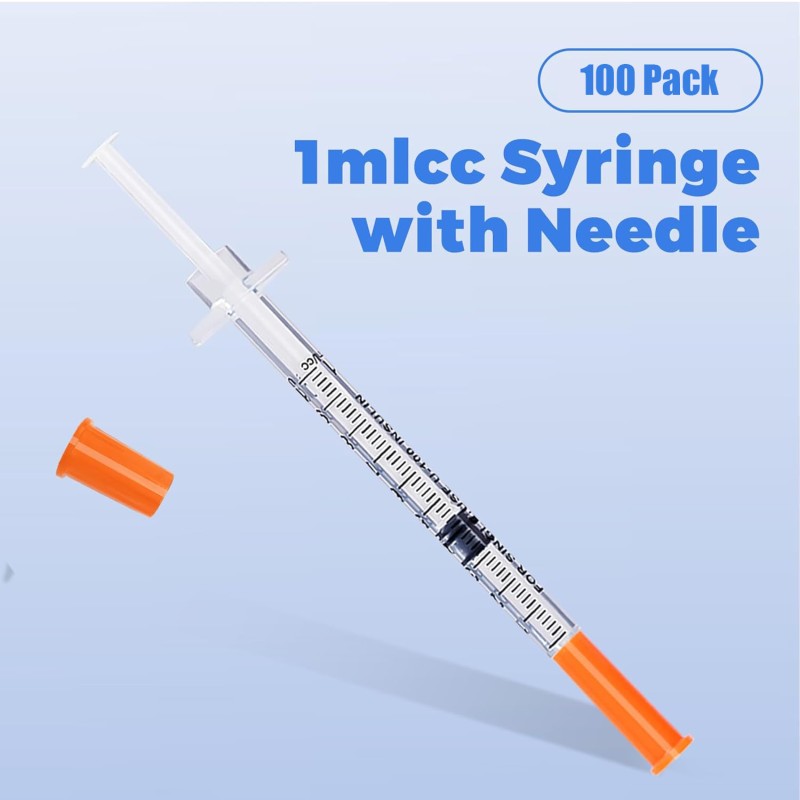 Single-Use with Orange Safety Cap 30G 31G Medical Supplies Disposable Syringe Insulin Syringe 1cc Veterinary Syringes