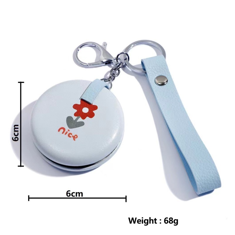 Portable Keyring Pocket Mirror 4 Color Makeup Handle Mirror 7cm Travel Handheld Metal Pocket Mirrors
