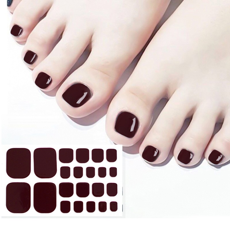 22pcs Red Toenail Sticker with Tool Polish Nail Art Self Adhesive Foot Stick on Gel Nail Sticker