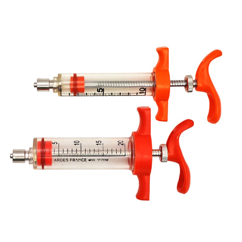 Animal Use Plastic Steel Veterinary Syringe Animal Injector 10ml 20ml for Cattle Sheep Pig Poultry