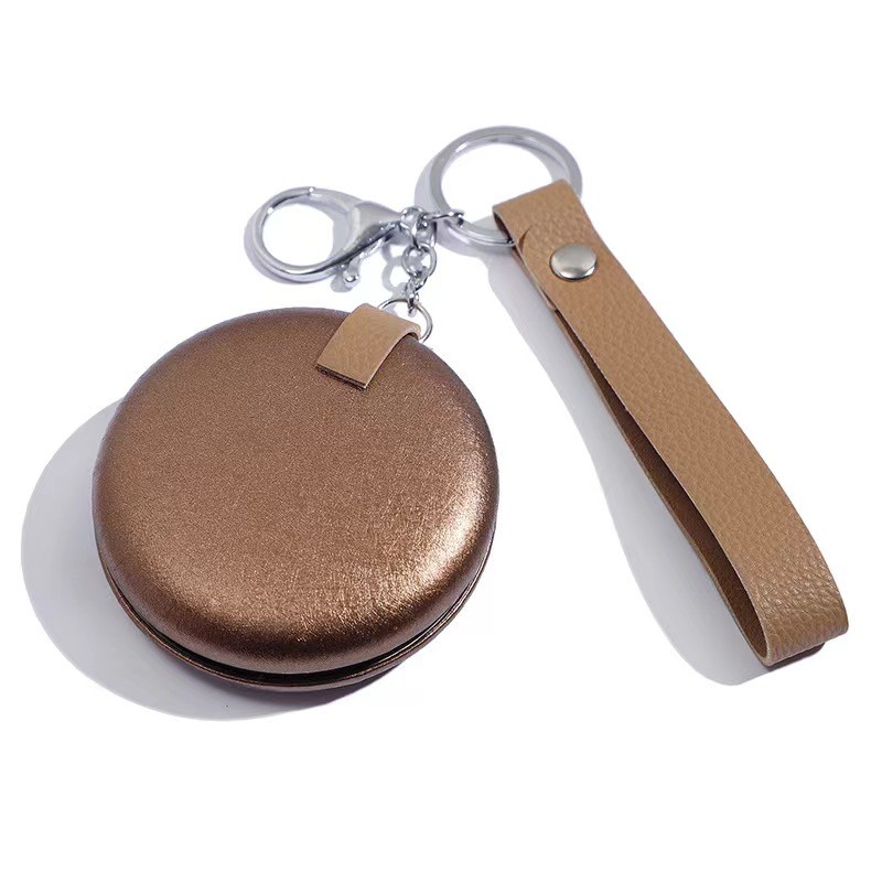 Mini Foldable Keyring Pocket Mirror 4 Color Gold Makeup Handle Mirror 7cm Travel Handheld Metal Pocket Mirror