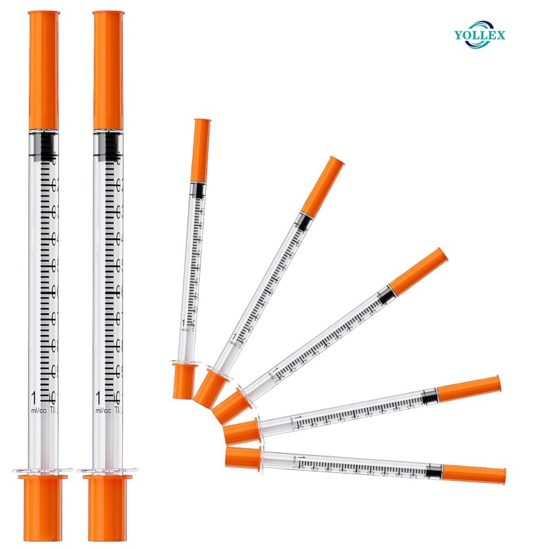 30G 31G Ultra-Thin Plastic Insulin Syringe 1ml 13mm Disposable Needle Latex-Free Single-Use Orange Safety Top for Painless Injection