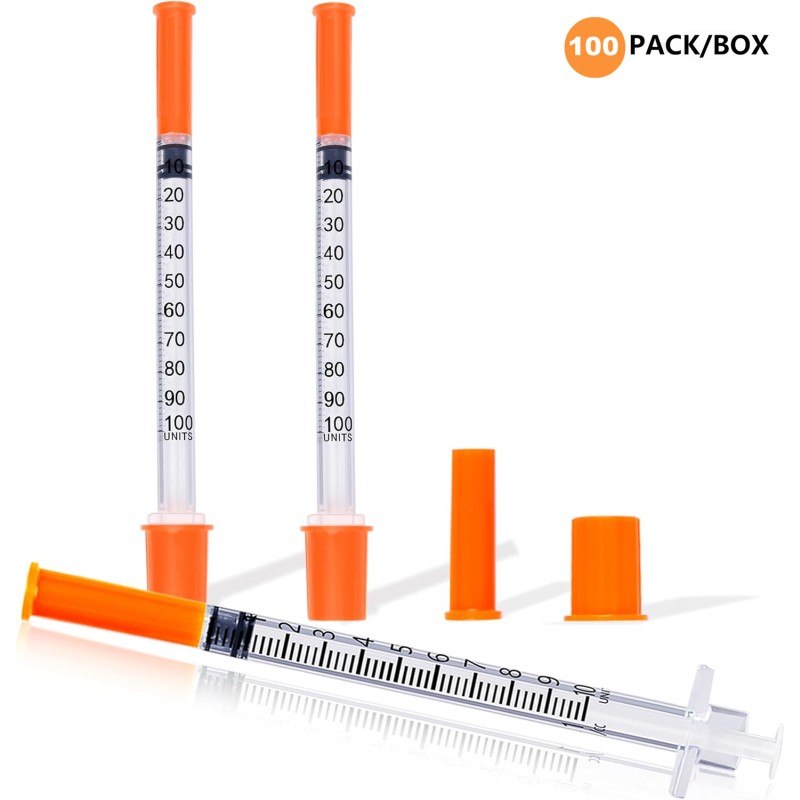Sterile Safety Insulin Syringe 1ml 30G 31G 13mm Medical Disposable 1ML Insulin Syringe With Orange Cap Insulin Syringe