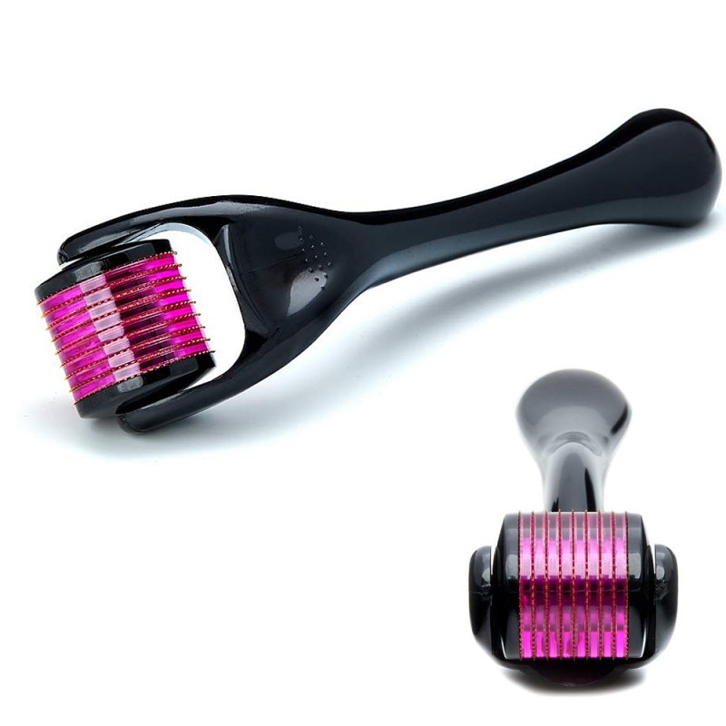 Facial Care 540 Purple Micro Needle Derma Roller Wholesale Black Handle Facial Beauty Instrument Portable Manual Roller