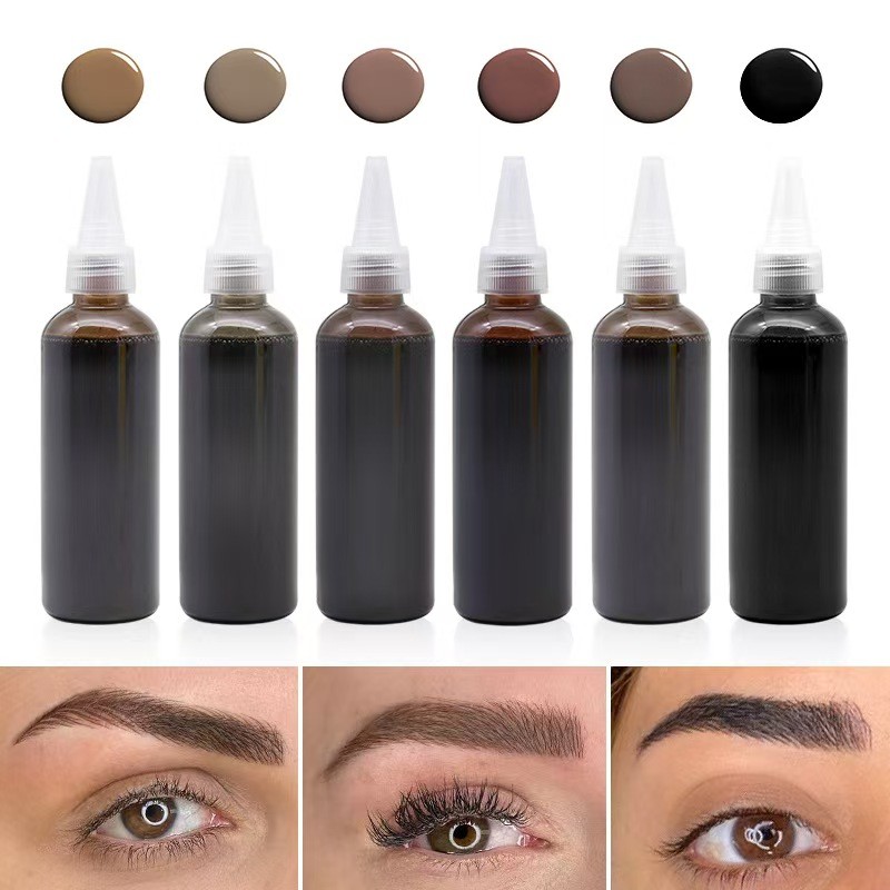 100ml Tattoo Ink Dye Henna Free Lash Brow Tint Eyebrow Stain Dye Kit Hybrid Liquid Brow Stain Kit for Eyebrow Dye Kit