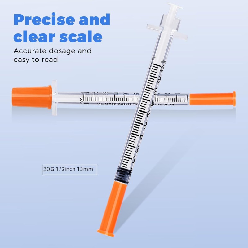 Single-Use with Orange Safety Cap 30G 31G Medical Supplies Disposable Syringe Insulin Syringe 1cc Veterinary Syringes