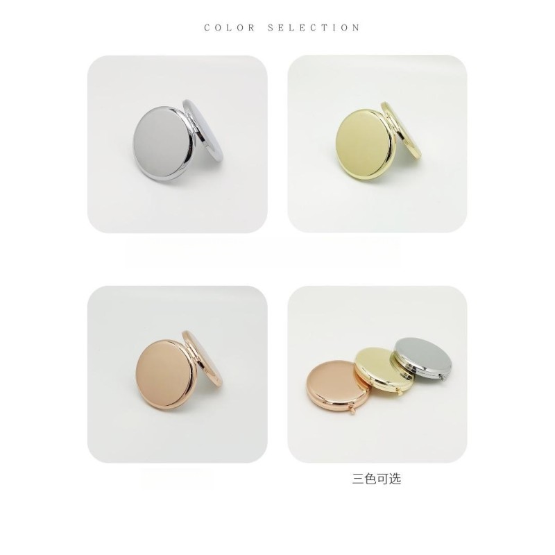 Mini Foldable Keyring Pocket Mirror 4 Color Gold Makeup Handle Mirror 7cm Travel Handheld Metal Pocket Mirror