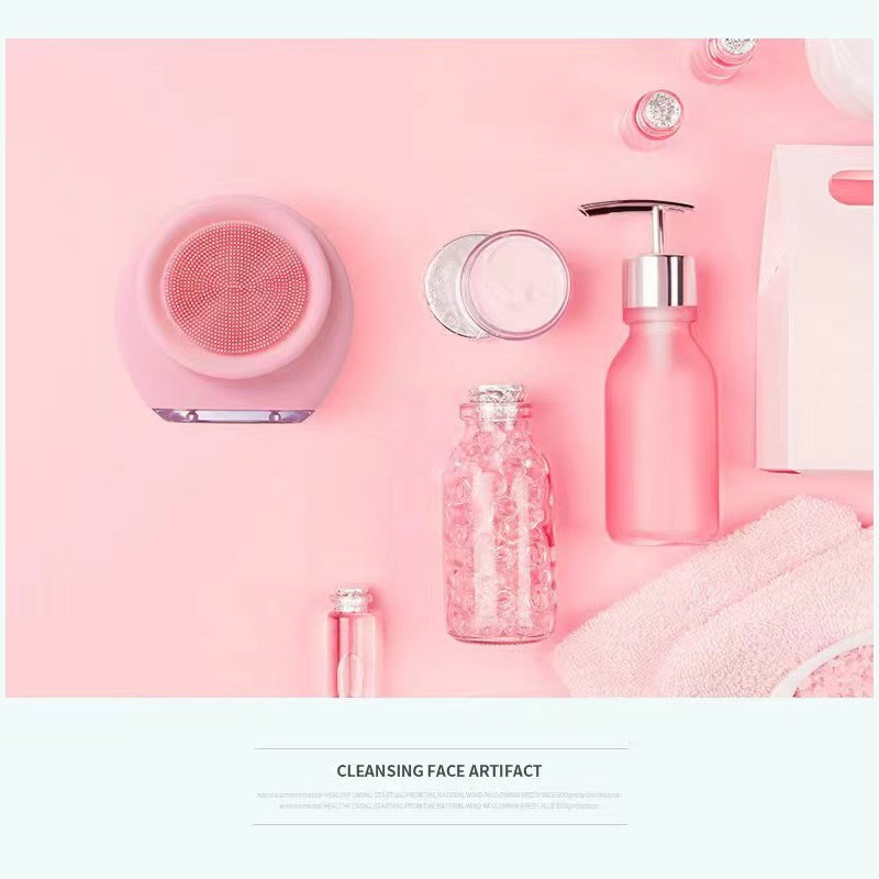 USB Rechargeable Cleaning Brush Cleaner Charging IPX7 Sonic Vibration Silicone Soft Facial Cleansing Brush