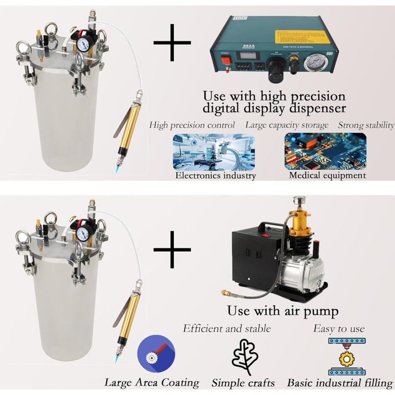 5L Manual Pressure Barrel Dispenser 0.75KW Semi-Automatic Glue Dispenser 10kg Knives 220V 220V(+-10%) 50HZ Industrial Equipment