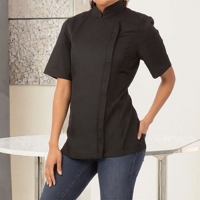 Chef Jacket Supplier - Women's Woven Cotton/Polyester Short Sleeve