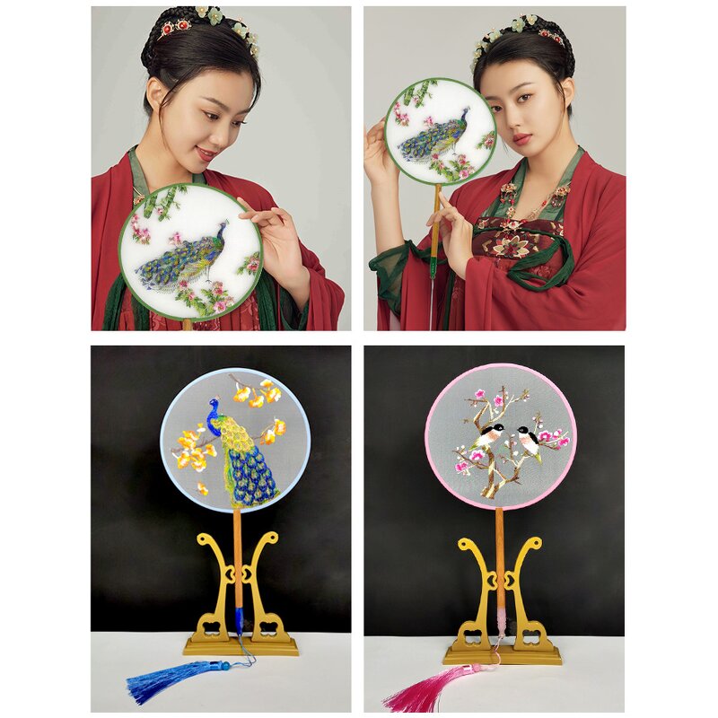 Embroidery Fan Supplier - Single Side Round Classical Cheongsam Dance