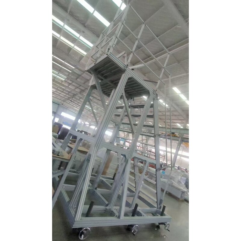 Mobile Platform Aluminum Ladder Supplier - With Guardrail 150KG Load Industrial