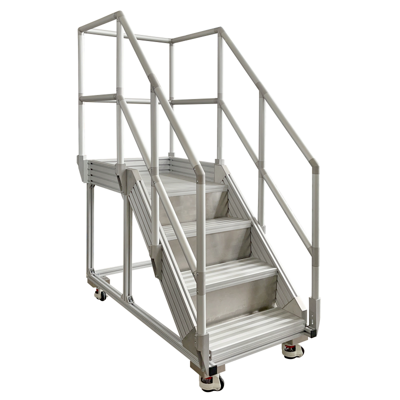 Mobile Platform Aluminum Ladder Supplier - With Guardrail 150KG Load Industrial