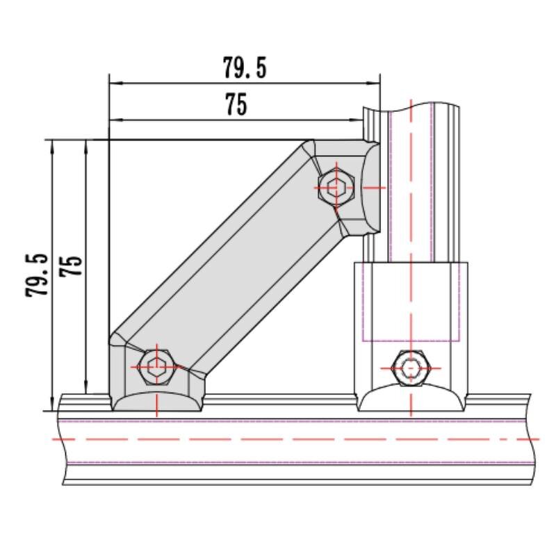 Aluminum Profile Corner Joint Supplier - Double Sided 45 Degree Lean Tube Connector