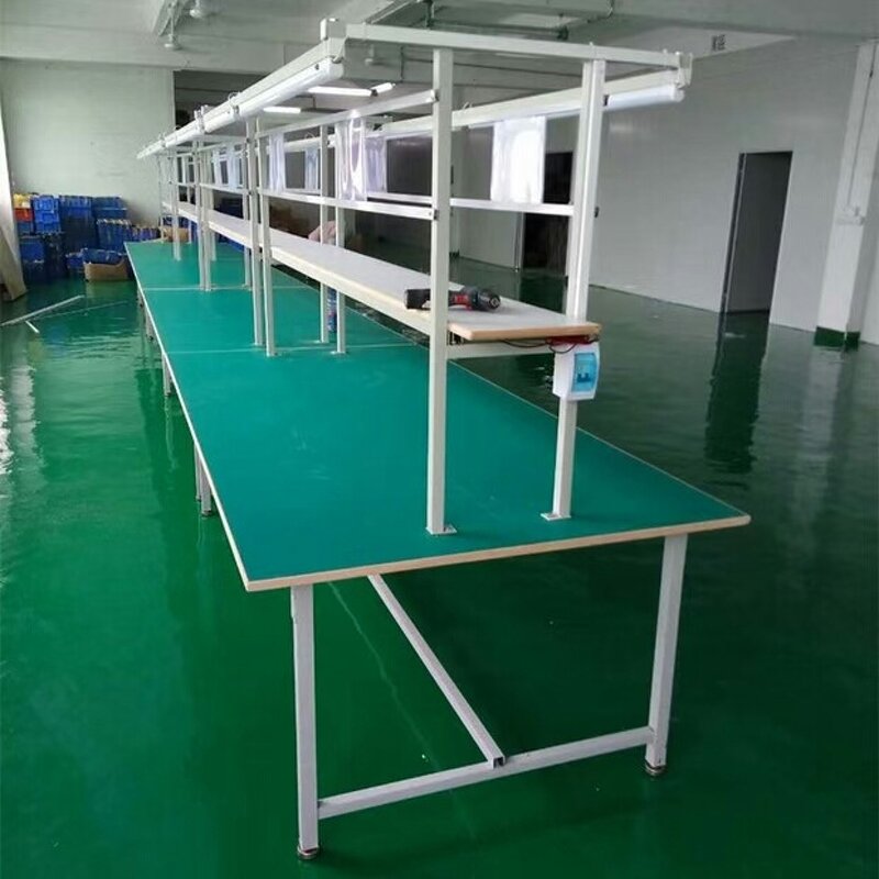 Lean Pipe Workbench with Shelf Supplier - Heavy Duty Assembly Line Operation Table
