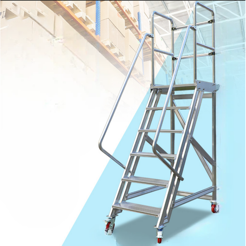 Aluminum Alloy Mobile Platform Step Ladder Supplier - 300KG Capacity for Stocking