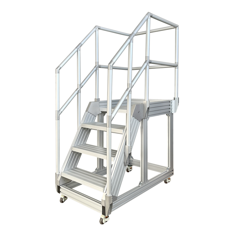 Mobile Platform Aluminum Ladder Supplier - With Guardrail 150KG Load Industrial