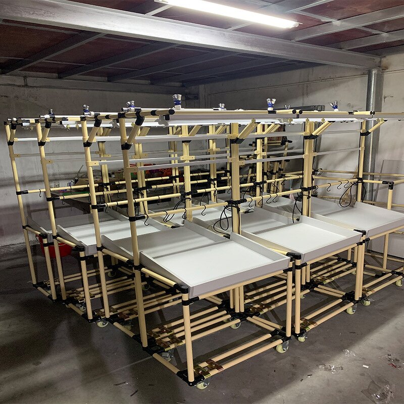 Lean Pipe Mobile Workstation Cart Supplier - Rolling Trolley for Electronics Workshop