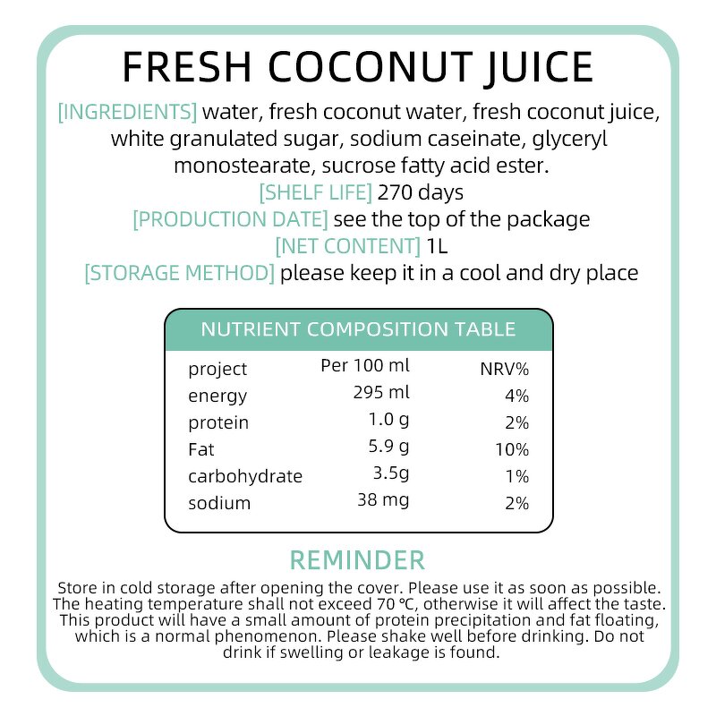 Coconut Milk Manufacturer - 12L Per Carton Coconut Latte Raw